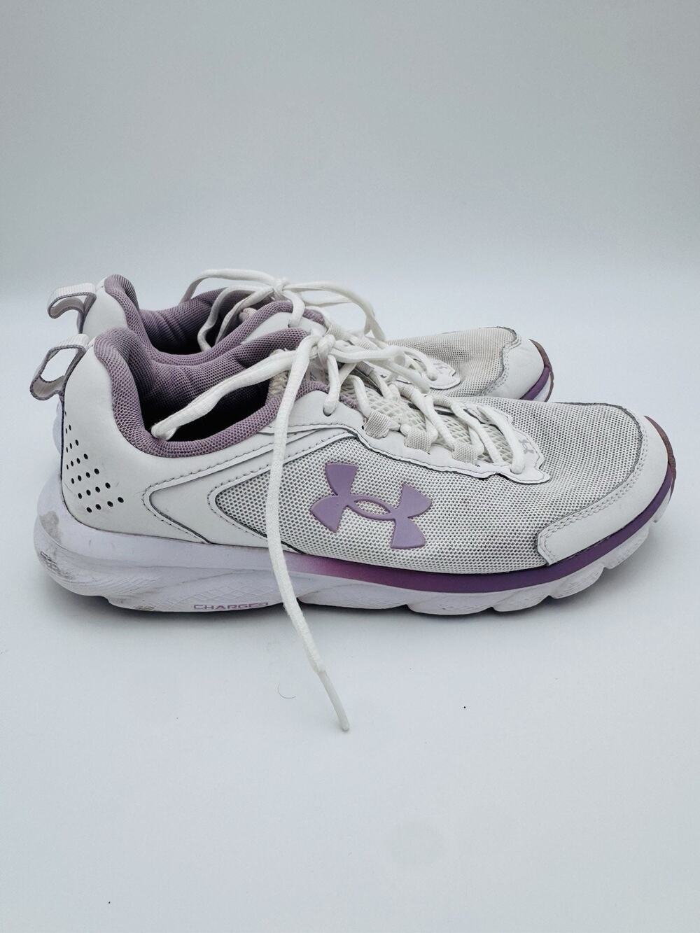 Under Armour Charged Assert 9 Women’s Size 8 White Mauve Pink Running Shoes